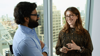 Ahsan Beg and Anna Garbin in the London office